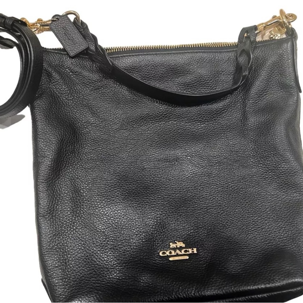New Coach Luxury shoulder bag Crossbody Black Pebbled Leather!